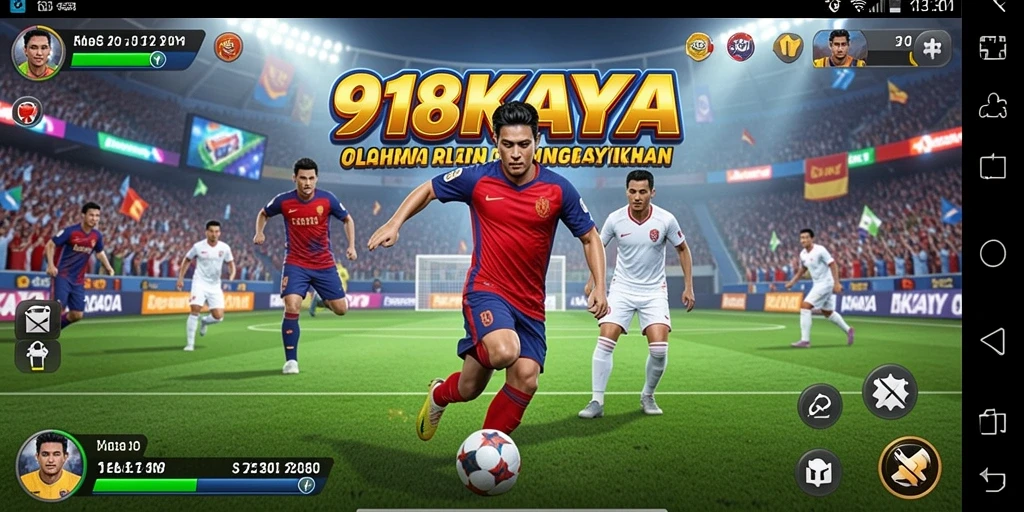 Tangkapan layar utama 918KAYA menampilkan aksi pertandingan olahraga yang seru.