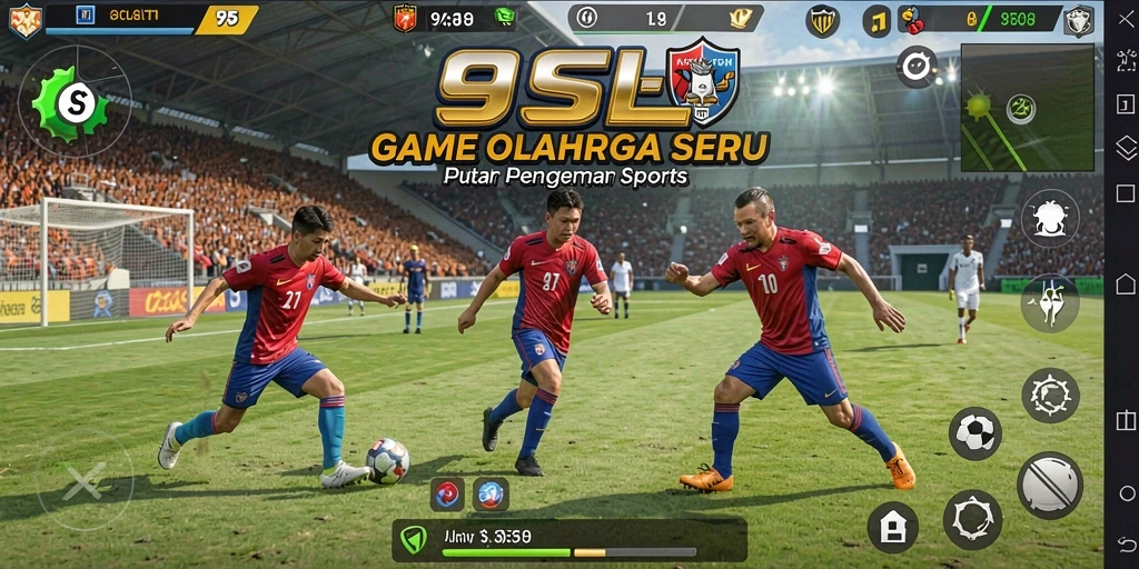 Tampilan gameplay seru di 9SL dengan aksi olahraga yang mendebarkan.