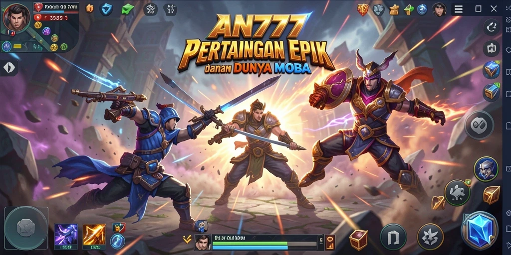 Screenshot gameplay AN777 menampilkan pertarungan tim yang intens dan strategis.