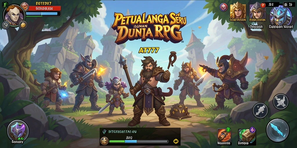 Tangkapan layar utama AT777 menampilkan aksi seru dalam pertempuran RPG.