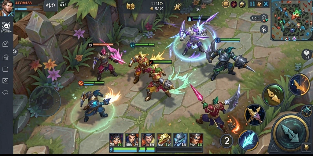 Tampilan gameplay ATOM138 yang seru dan strategis di arena pertempuran.