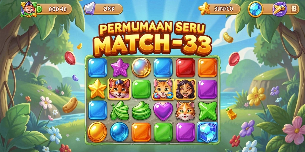 Tampilan gameplay DKK yang penuh warna dan menantang.