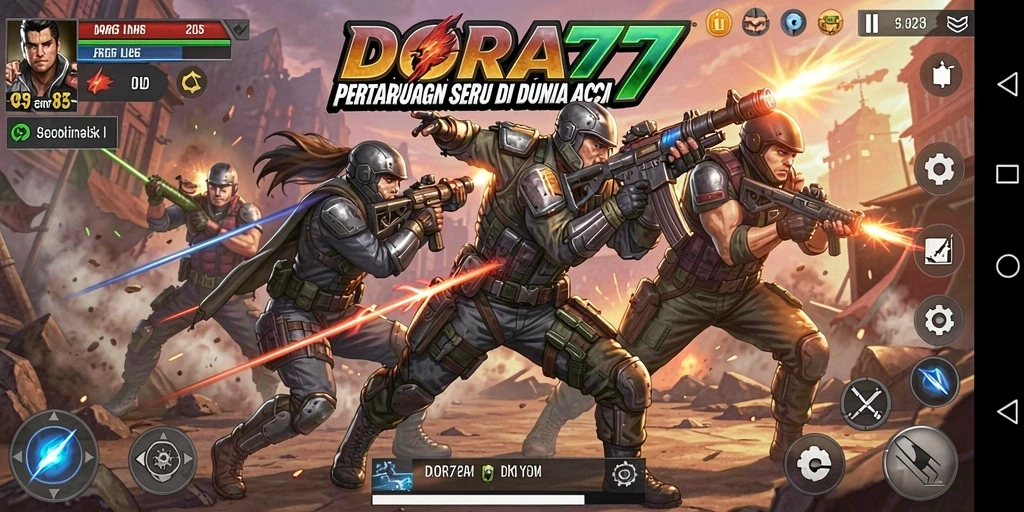 Tangkapan layar gameplay DORA77 menampilkan pertarungan seru dan grafis yang menawan.