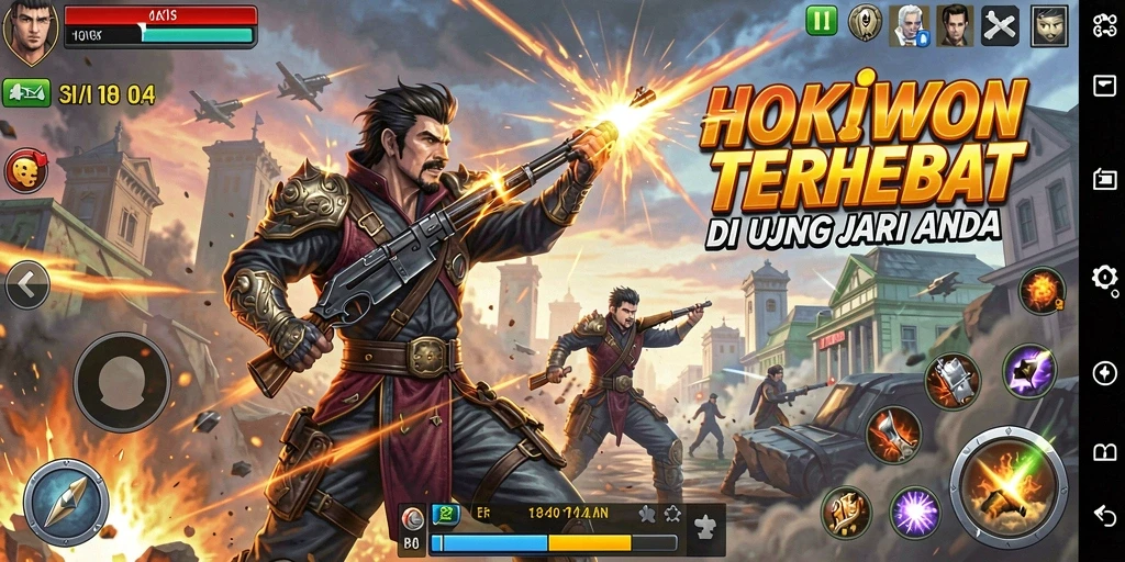 Tangkapan layar HOKIWON menampilkan aksi pertarungan yang mendebarkan di arena.