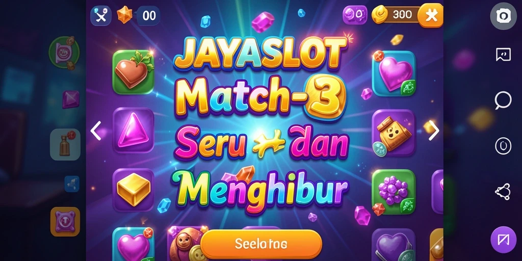 Screenshot permainan JAYASLOT dengan elemen Match-3 yang menarik.