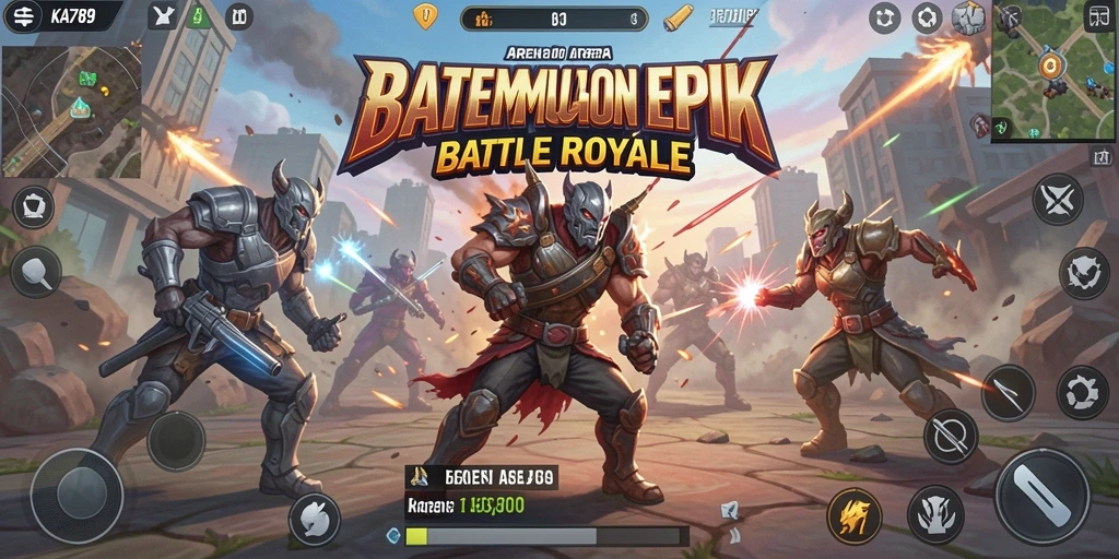 Screenshot KA789 menampilkan aksi pertempuran intens di arena Battle Royale.