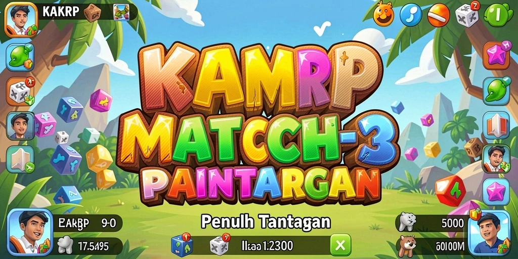 Screenshot gameplay KAKRP yang menampilkan keseruan mencocokkan permata.