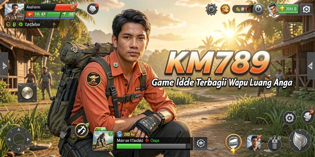 Tampilan gameplay KM789 dengan karakter yang bekerja secara otomatis.