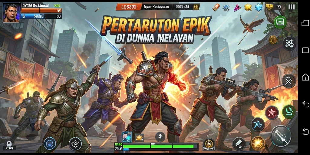 Screenshot gameplay dari LOS303 menunjukkan pertarungan yang mendebarkan dan aksi cepat.