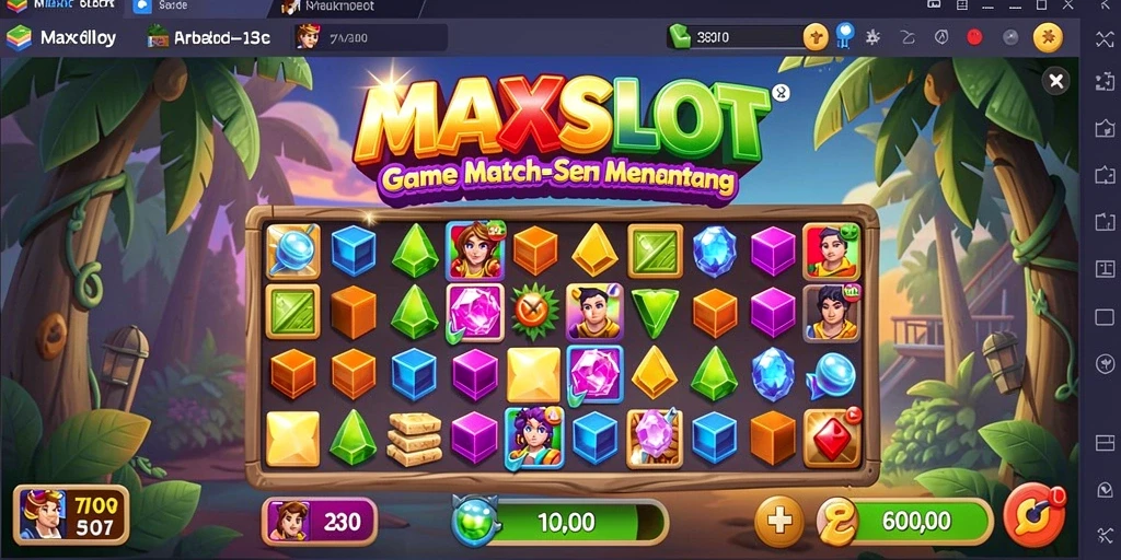 Gameplay seru dari MAXSLOT dengan koin berwarna-warni yang harus dicocokkan.