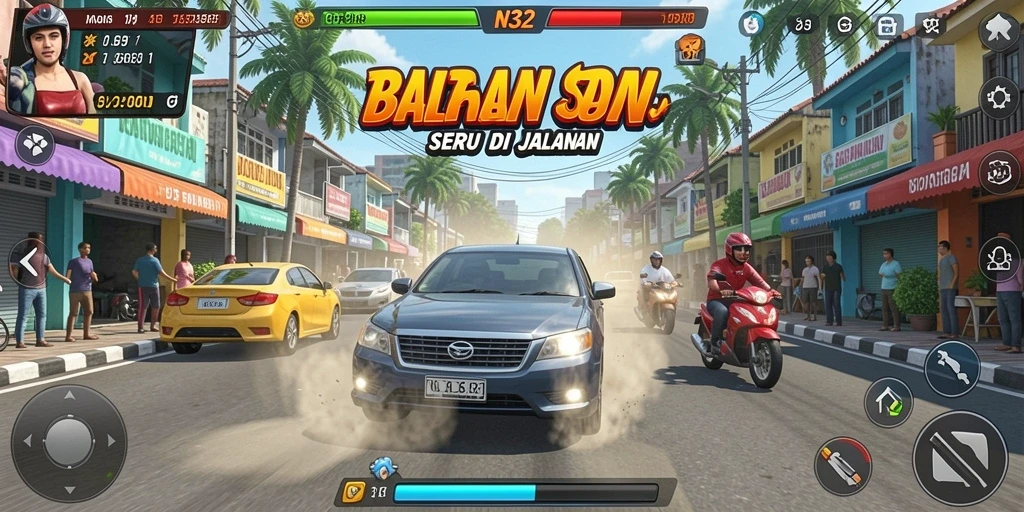 Tampilan balapan menegangkan dalam N32 dengan mobil berkualitas tinggi.
