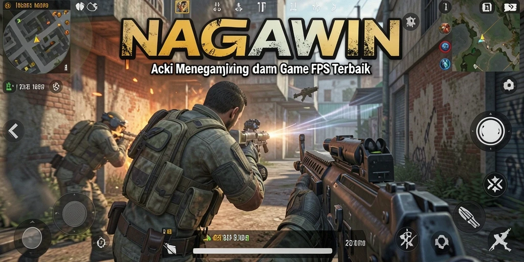 Screenshot gameplay NAGAWIN menunjukkan aksi seru dalam pertempuran FPS.