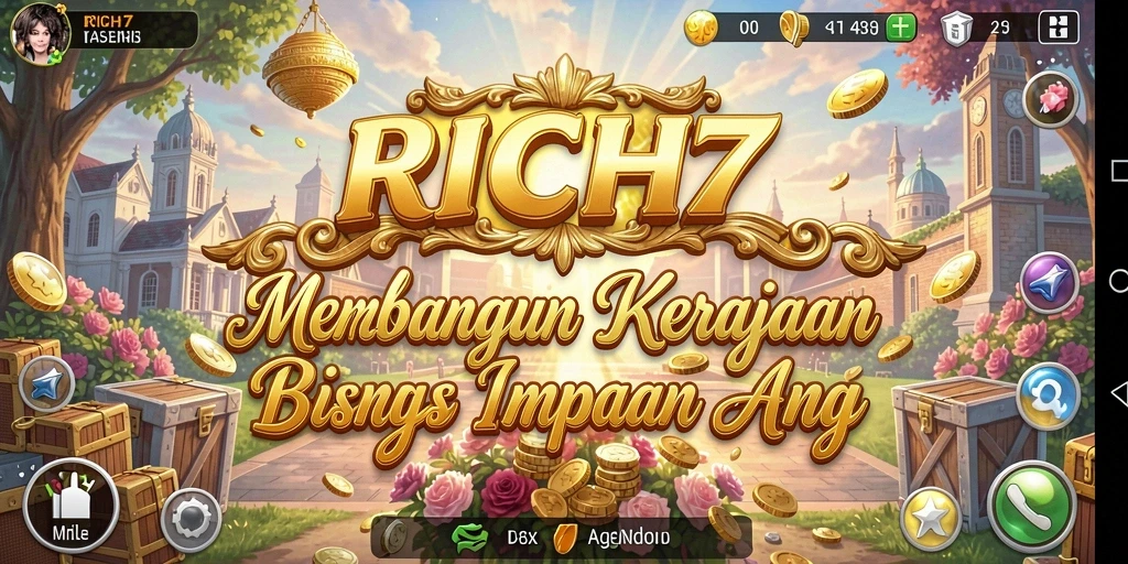 Tampilan gameplay RICH7 yang menarik saat membangun kerajaan bisnis.