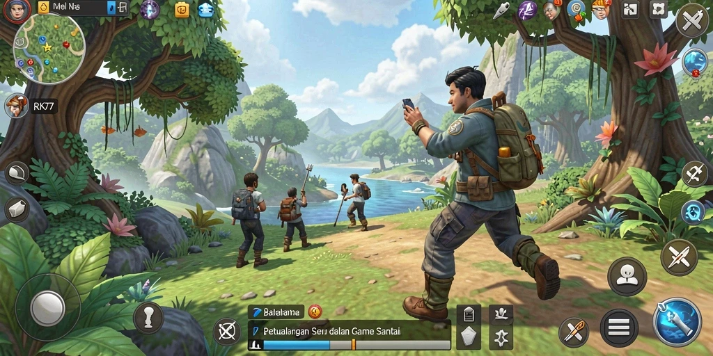 Tampilan gameplay RK77 yang cerah dan menarik.