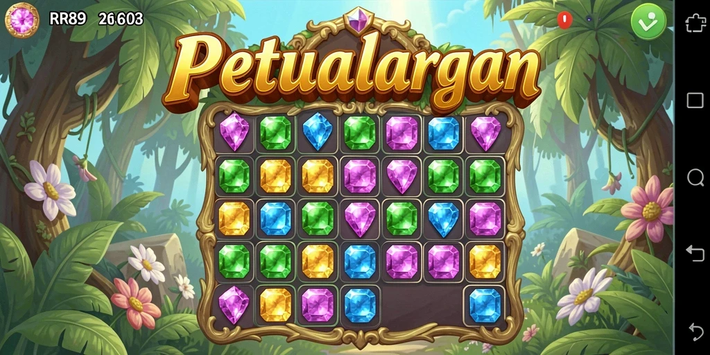 Gameplay menarik RR89 dengan kombinasi permata berwarna-warni.