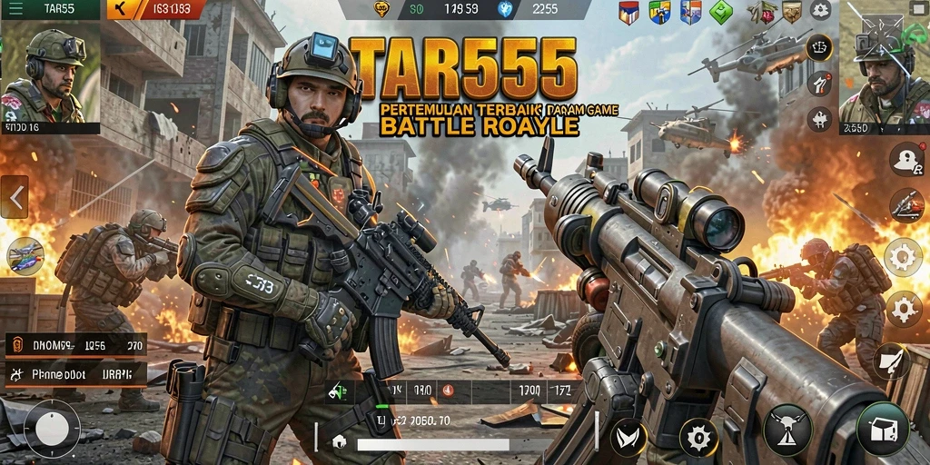 Screenshot dari TAR555 menampilkan pertarungan intens dalam dunia Battle Royale.